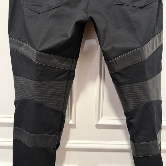 DIESEL Black Moto Biker Jeans Pants w/ Lambskin Leather Panels (Size 33x29)